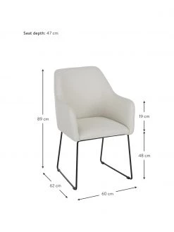 Westwing Collection Armlehnstuhl Isla in Cremeweiß, B 60 x T 62 cm -Esszimmer Verkäufe Armlehnstuhl Isla in Cremeweiss 3
