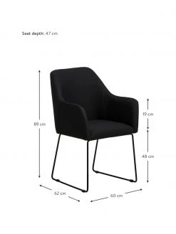 Westwing Collection Armlehnstuhl Isla in Schwarz, B 60 x T 62 cm 11 Westwing Collection Armlehnstuhl Isla in Schwarz, B 60 x T 62 cm -Esszimmer Verkäufe Armlehnstuhl Isla in Schwarz 3