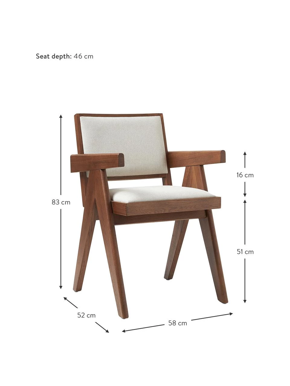 Westwing Collection Armlehnstuhl Sissi mit Polsterung, B 58 x T 52 cm 5 Westwing Collection Armlehnstuhl Sissi mit Polsterung, B 58 x T 52 cm – Bild 3