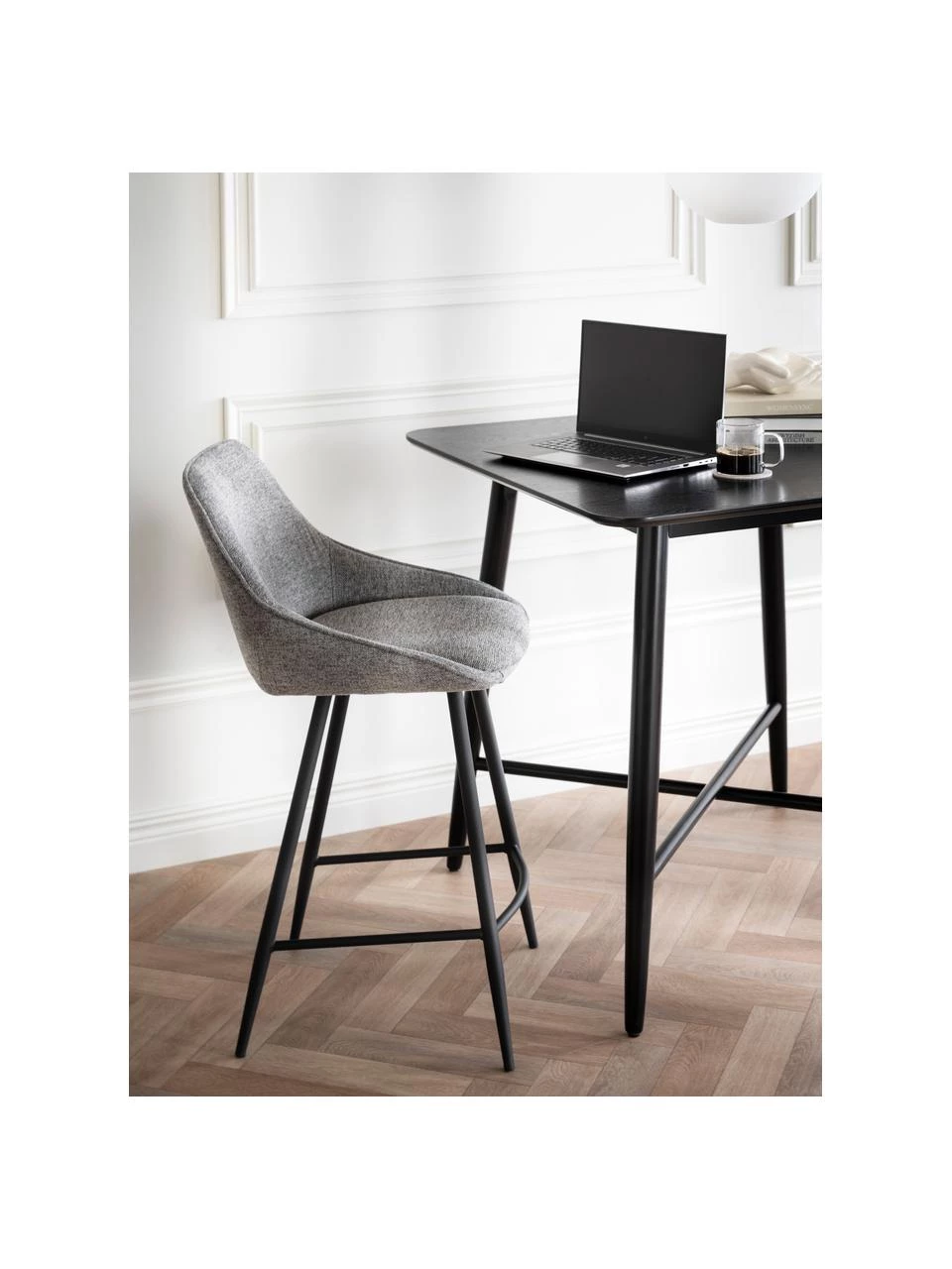 Rowico Barstuhl Sierra in Grau mit Metall-Beinen, B 47 x H 97 cm 4 Rowico Barstuhl Sierra in Grau mit Metall-Beinen, B 47 x H 97 cm – Bild 2