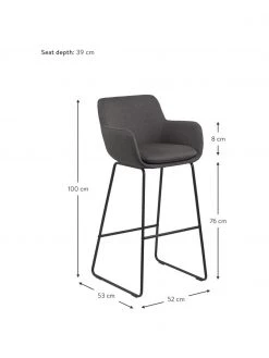 Barstühle Lisa in Grau, 2 Stück, B 52 x H 100 cm 10 Barstühle Lisa in Grau, 2 Stück, B 52 x H 100 cm -Esszimmer Verkäufe Barstuhle Lisa in Grau 2 Stuck 2