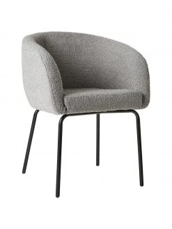 Westwing Collection Bouclé-Armlehnstühle Alani in Grau, 2 Stück, B 58 x H 78 cm