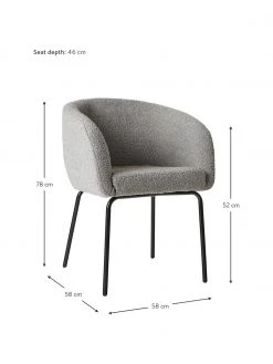 Westwing Collection Boucl&eacute;-Armlehnst&uuml;hle Alani in Grau, 2 St&uuml;ck, B 58 x H 78 cm -Esszimmer Verkäufe Boucle Armlehnstuhle Alani in Grau 2 Stuck 3