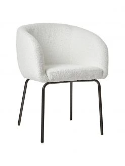 Westwing Collection Bouclé-Armlehnstühle Alani in Weiß, 2 Stück, B 58 x H 78 cm