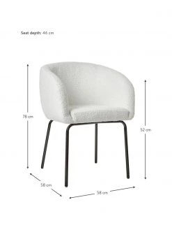 Westwing Collection Bouclé-Armlehnstühle Alani in Weiß, 2 Stück, B 58 x H 78 cm -Esszimmer Verkäufe Boucle Armlehnstuhle Alani in Weiss 2 Stuck 4