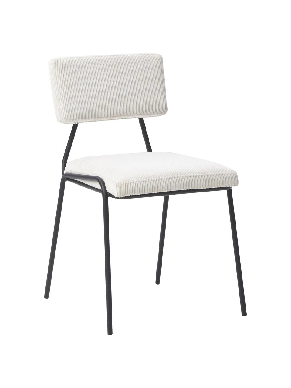 Westwing Collection Cord-Polsterstühle Mats in Weiß, 2 Stück, B 50 x H 80 cm 3 Westwing Collection Cord-Polsterstühle Mats in Weiß, 2 Stück, B 50 x H 80 cm