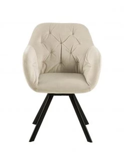 Drehbarer Samt-Armlehnstuhl Lucie in Beige, B 58 x T 62 cm -Esszimmer Verkäufe Drehbarer Samt Armlehnstuhl Lucie in Beige 4