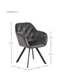 Drehbarer Samt-Armlehnstuhl Lucie in Dunkelgrau, B 58 x T 62 cm 10 Drehbarer Samt-Armlehnstuhl Lucie in Dunkelgrau, B 58 x T 62 cm -Esszimmer Verkäufe Drehbarer Samt Armlehnstuhl Lucie in Dunkelgrau 2