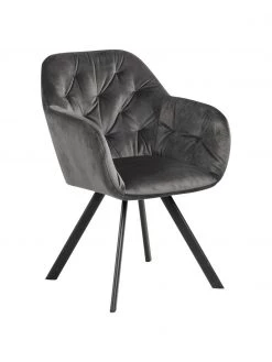 Drehbarer Samt-Armlehnstuhl Lucie in Dunkelgrau, B 58 x T 62 cm