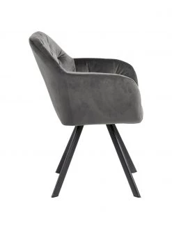 Drehbarer Samt-Armlehnstuhl Lucie in Dunkelgrau, B 58 x T 62 cm 12 Drehbarer Samt-Armlehnstuhl Lucie in Dunkelgrau, B 58 x T 62 cm -Esszimmer Verkäufe Drehbarer Samt Armlehnstuhl Lucie in Dunkelgrau 4