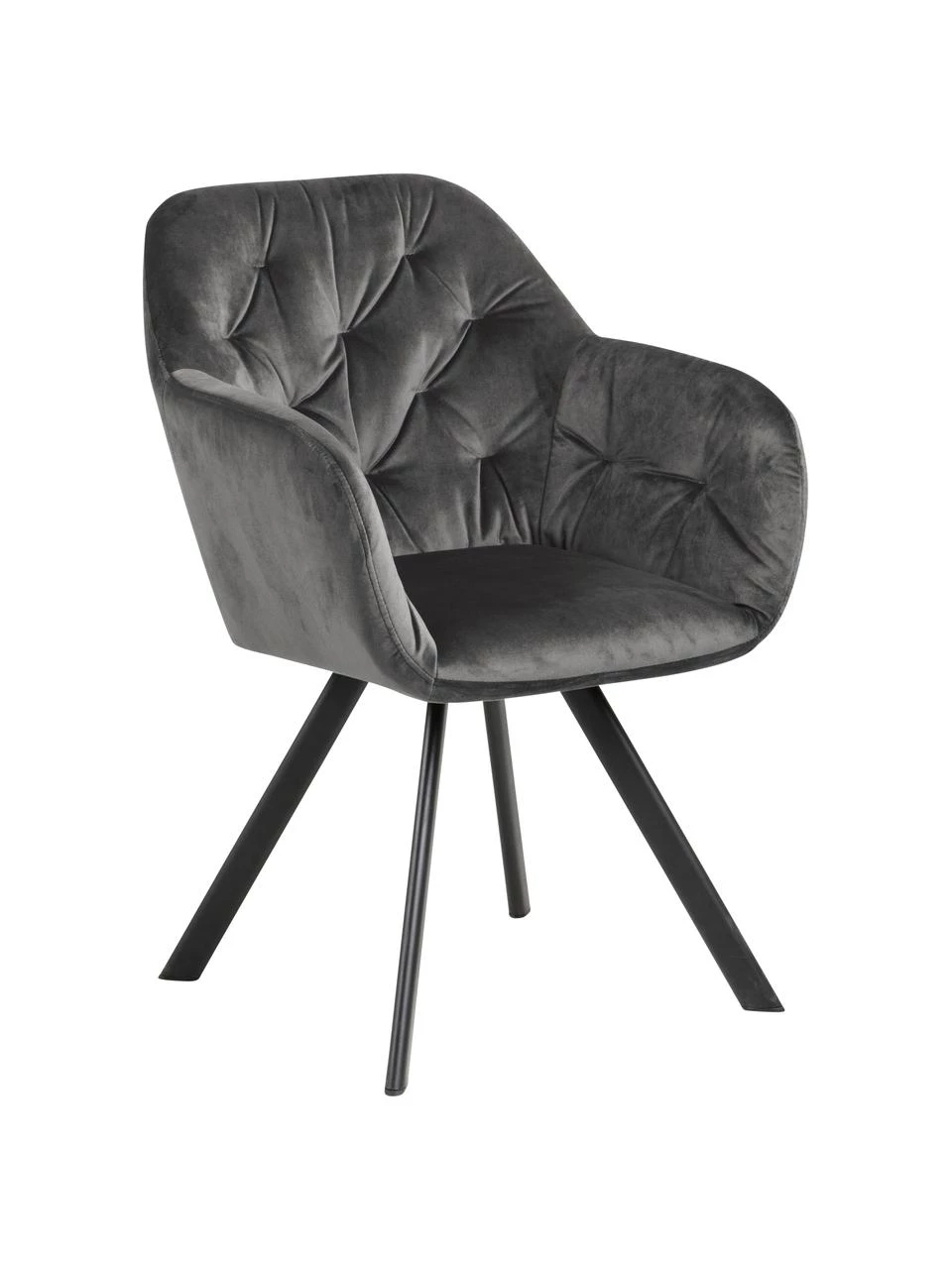 Drehbarer Samt-Armlehnstuhl Lucie in Dunkelgrau, B 58 x T 62 cm 3 Drehbarer Samt-Armlehnstuhl Lucie in Dunkelgrau, B 58 x T 62 cm