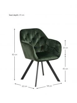 Drehbarer Samt-Armlehnstuhl Lucie in Grün, B 58 x T 62 cm 10 Drehbarer Samt-Armlehnstuhl Lucie in Grün, B 58 x T 62 cm -Esszimmer Verkäufe Drehbarer Samt Armlehnstuhl Lucie in Grun 2