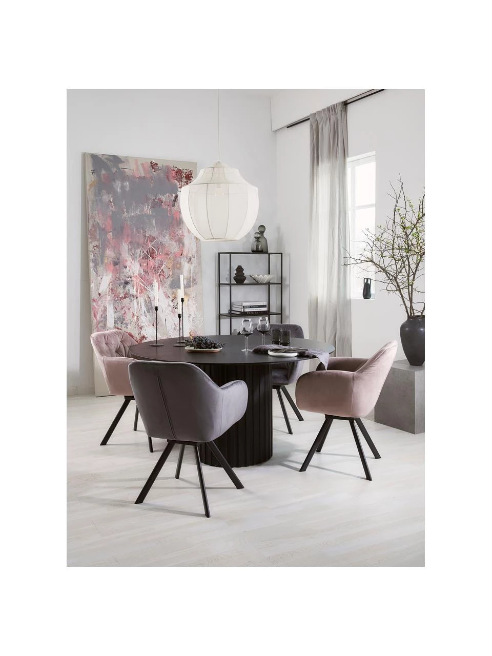 Drehbarer Samt-Armlehnstuhl Lucie in Rosa, B 58 x T 62 cm 5 Drehbarer Samt-Armlehnstuhl Lucie in Rosa, B 58 x T 62 cm – Bild 3