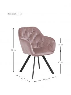 Drehbarer Samt-Armlehnstuhl Lucie in Rosa, B 58 x T 62 cm 11 Drehbarer Samt-Armlehnstuhl Lucie in Rosa, B 58 x T 62 cm -Esszimmer Verkäufe Drehbarer Samt Armlehnstuhl Lucie in Rosa 3
