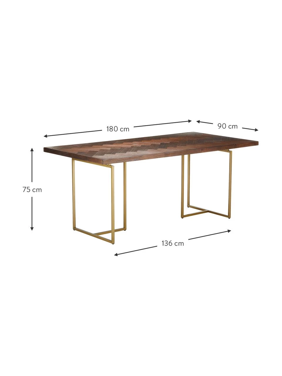 Dutchbone Esstisch Class mit Fischgrätenmuster, in verschiedenen Größen, B 180 x T 90 cm 5 Dutchbone Esstisch Class mit Fischgrätenmuster, in verschiedenen Größen, B 180 x T 90 cm – Bild 3