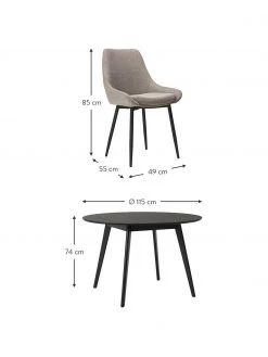 Rowico Esstisch Yumi mit Polsterst&uuml;hlen in Schwarz/Beige, 5-tlg., Set mit verschiedenen Größen -Esszimmer Verkäufe Esstisch Yumi mit Polsterstuhlen in SchwarzBeige 5 tlg 3