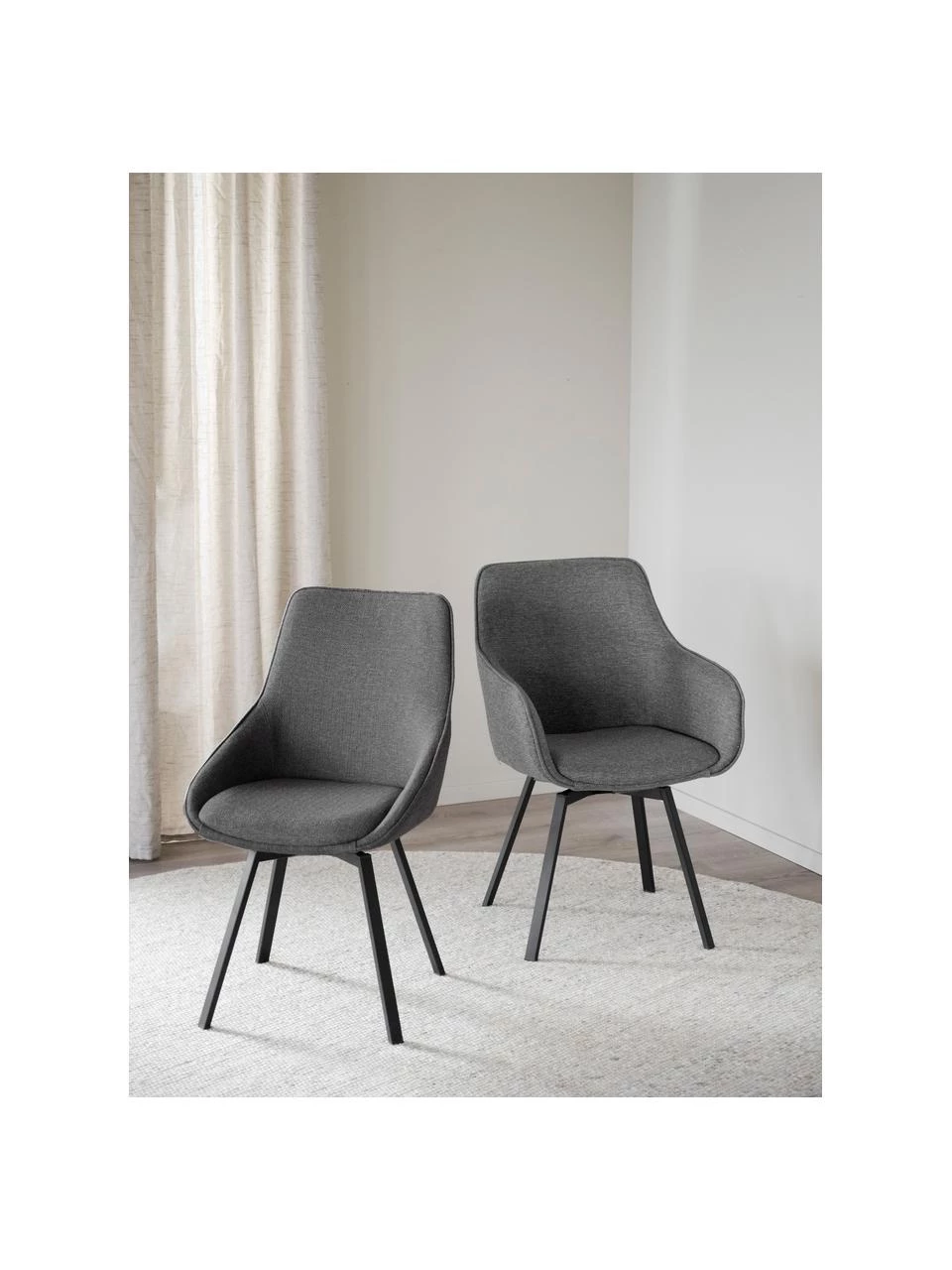 Rowico Gepolsterter Armlehndrehstuhl Alison in Grau mit Metall-Beinen, B 58 x T 59 cmNur noch wenige verfügbar 4 Rowico Gepolsterter Armlehndrehstuhl Alison in Grau mit Metall-Beinen, B 58 x T 59 cmNur noch wenige verfügbar – Bild 2