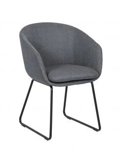 Westwing Collection Gepolsterter Armlehnstuhl Juri in Dunkelgrau, B 58 x T 58 cm