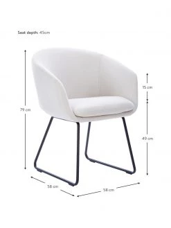 Westwing Collection Gepolsterter Armlehnstuhl Juri in Weiß, B 58 x T 58 cm -Esszimmer Verkäufe Gepolsterter Armlehnstuhl Juri in Weiss 4