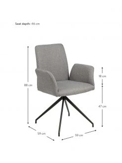 Gepolsterter Drehstuhl Naya in Grau, B 59 x T 59 cm -Esszimmer Verkäufe Gepolsterter Drehstuhl Naya in Grau 2