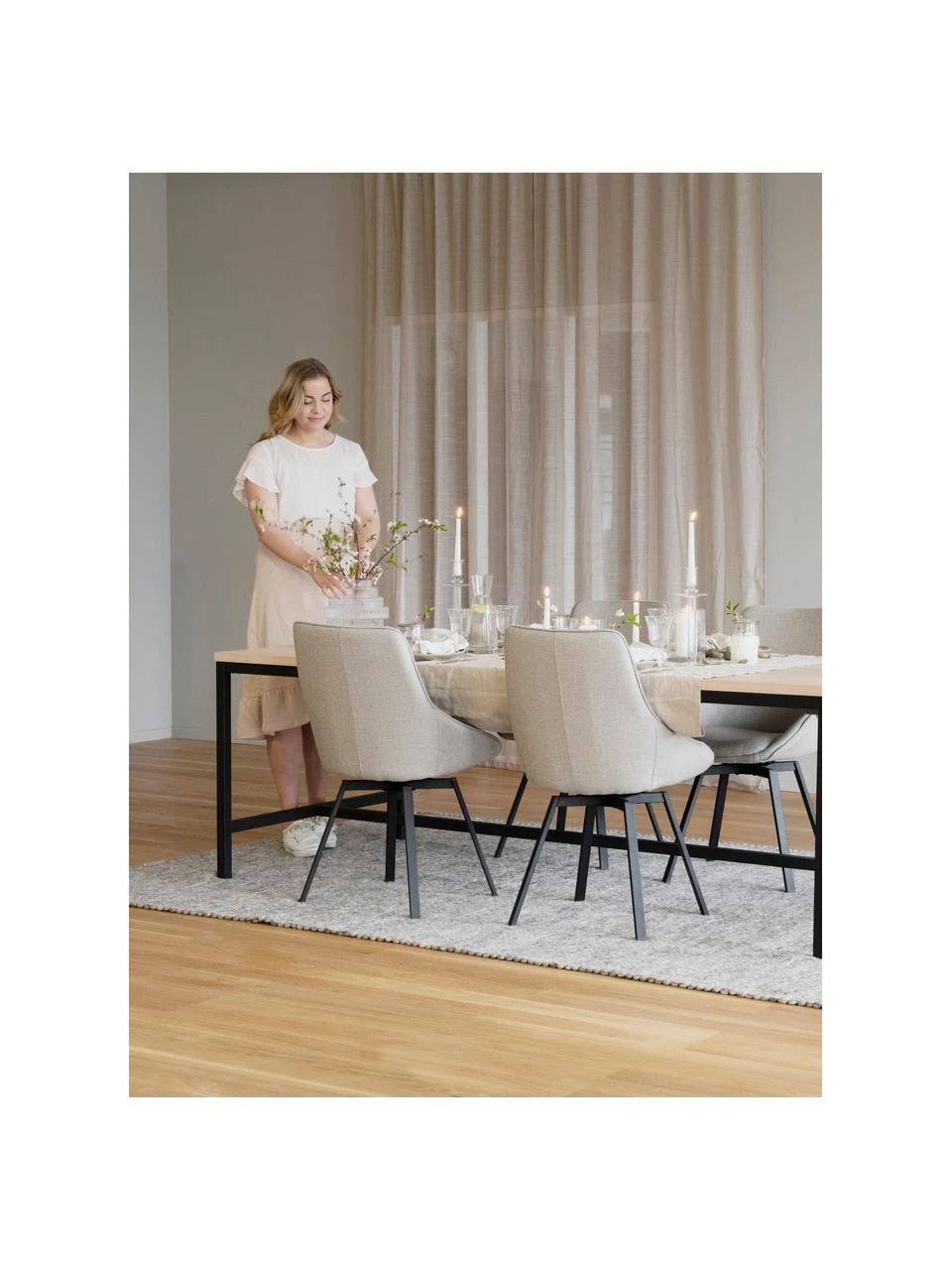 Rowico Gepolsteter Drehstuhl Alison in Greige mit Metall-Beinen, B 51 x T 57 cm 4 Rowico Gepolsteter Drehstuhl Alison in Greige mit Metall-Beinen, B 51 x T 57 cm – Bild 2