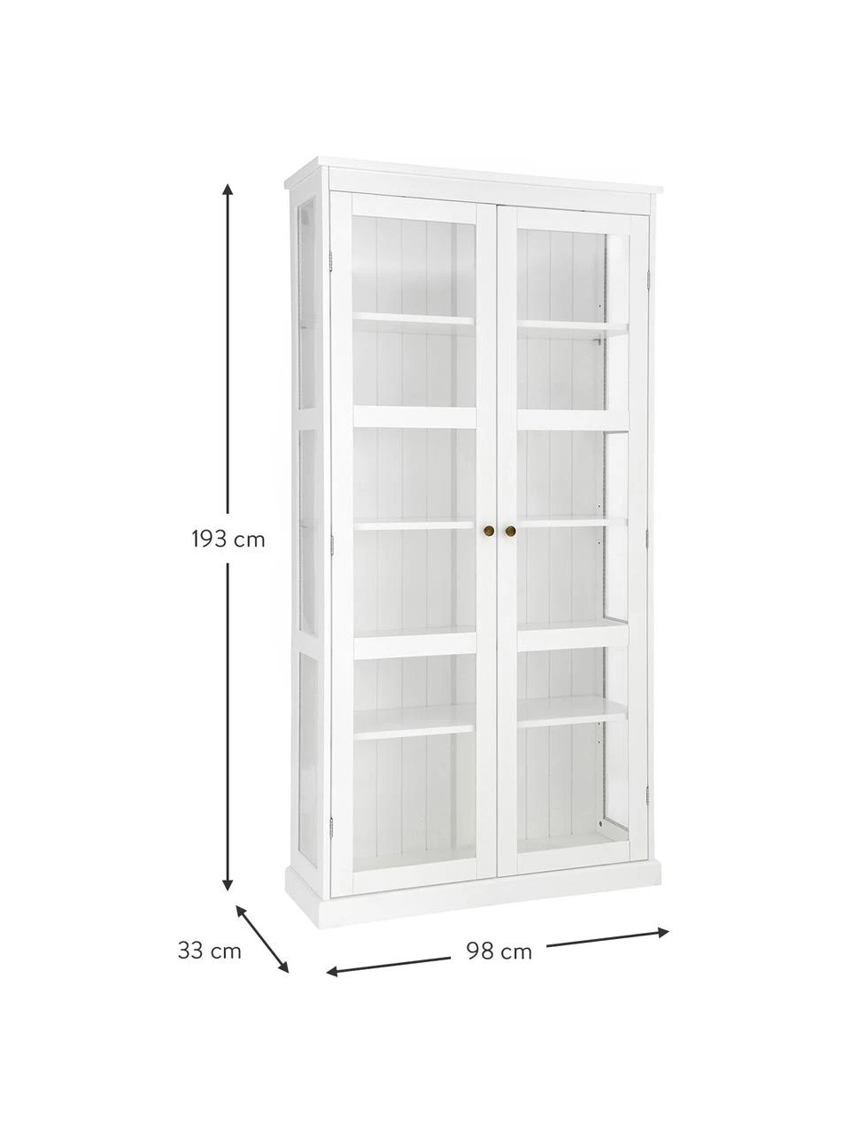 Glasvitrine Wilma in Weiß, B 98 x H 193 cm 5 Glasvitrine Wilma in Weiß, B 98 x H 193 cm – Bild 3