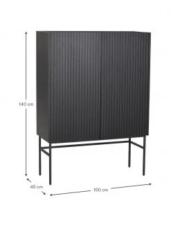 Rowico Highboard Halifax mit geriffelter Front in Schwarz, B 100 x H 140 cm 9 Rowico Highboard Halifax mit geriffelter Front in Schwarz, B 100 x H 140 cm -Esszimmer Verkäufe Highboard Halifax mit geriffelter Front in Schwarz 2