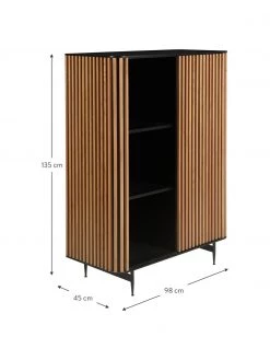 Highboard Linea mit Schiebet&uuml;r und geriffelter Front, B 98 x H 135 cm -Esszimmer Verkäufe Highboard Linea mit Schiebetur und geriffelter Front 2