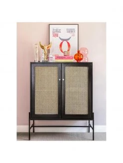 Westwing Collection Highboard Vienna mit Wiener Geflecht in Schwarz, B 100 x H 120 cm -Esszimmer Verkäufe Highboard Vienna mit Wiener Geflecht in Schwarz 1