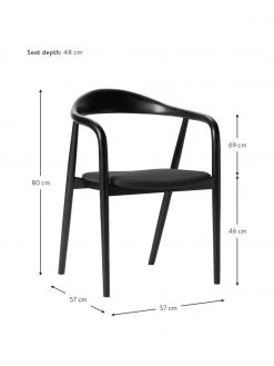 Westwing Collection Holz-Armlehnstuhl Angelina mit Sitzpolster in Schwarz, B 57 x H 80 cm 10 Westwing Collection Holz-Armlehnstuhl Angelina mit Sitzpolster in Schwarz, B 57 x H 80 cm -Esszimmer Verkäufe Holz Armlehnstuhl Angelina mit Sitzpolster in Schwarz 2