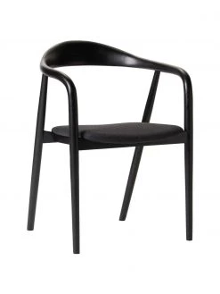 Westwing Collection Holz-Armlehnstuhl Angelina mit Sitzpolster in Schwarz, B 57 x H 80 cm