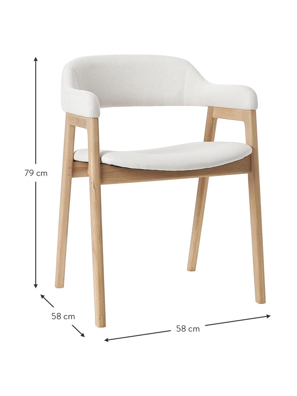 Westwing Collection Holz-Armlehnstuhl Santiano mit Polsterung, B 58 x T 58 cm 6 Westwing Collection Holz-Armlehnstuhl Santiano mit Polsterung, B 58 x T 58 cm – Bild 4