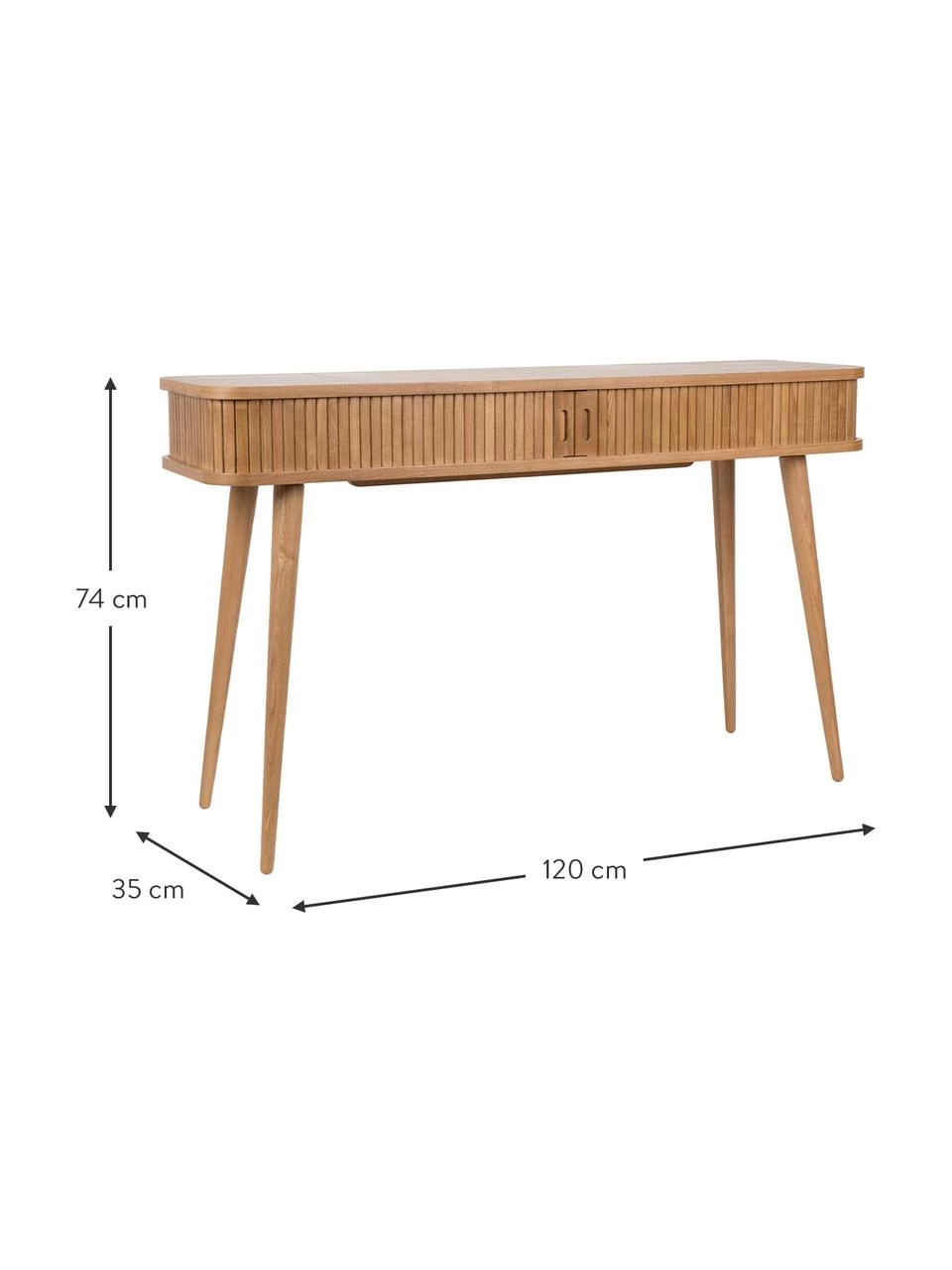 Zuiver Holz-Konsole Barbier mit Stauraum und geriffelter Front, B 120 x T 35 cm 4 Zuiver Holz-Konsole Barbier mit Stauraum und geriffelter Front, B 120 x T 35 cm – Bild 3