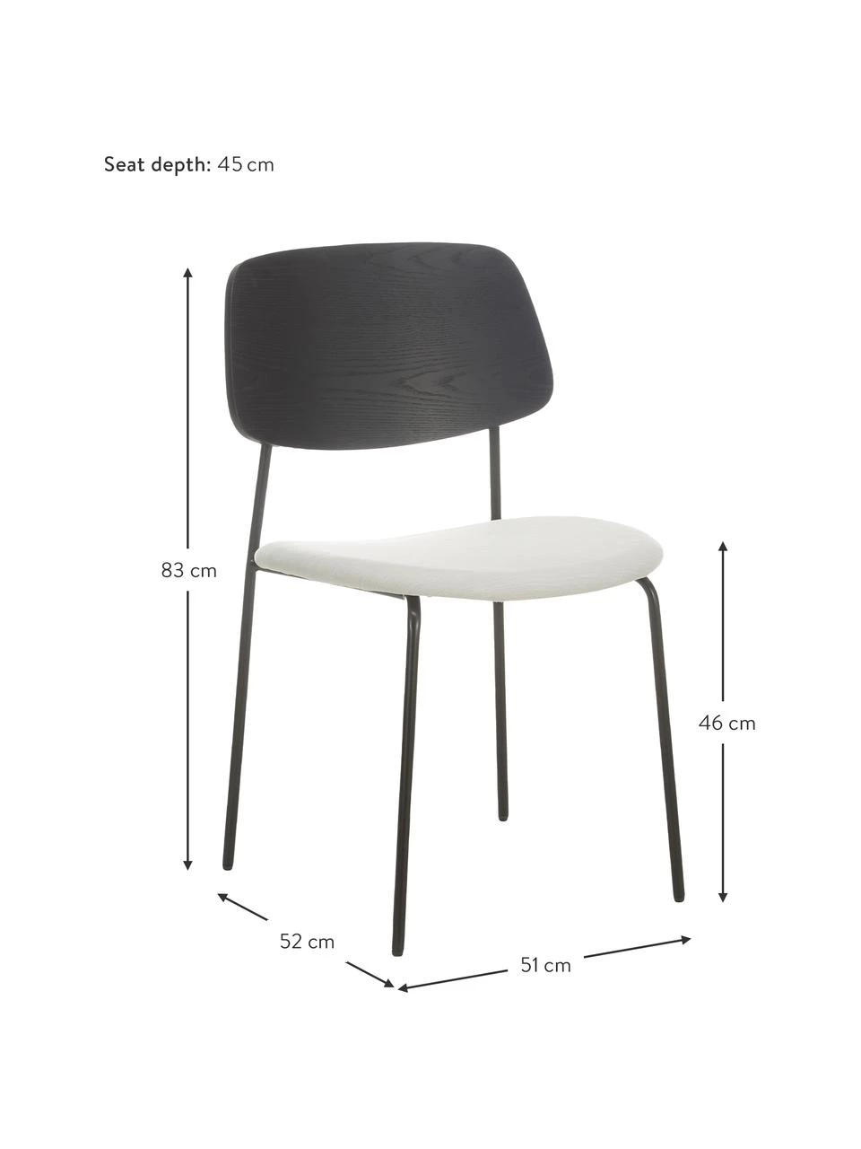 Westwing Collection Holzstühle Nadja mit gepolsterter Sitzfläche, 2 Stück, B 51 x T 52 cm 4 Westwing Collection Holzstühle Nadja mit gepolsterter Sitzfläche, 2 Stück, B 51 x T 52 cm – Bild 2