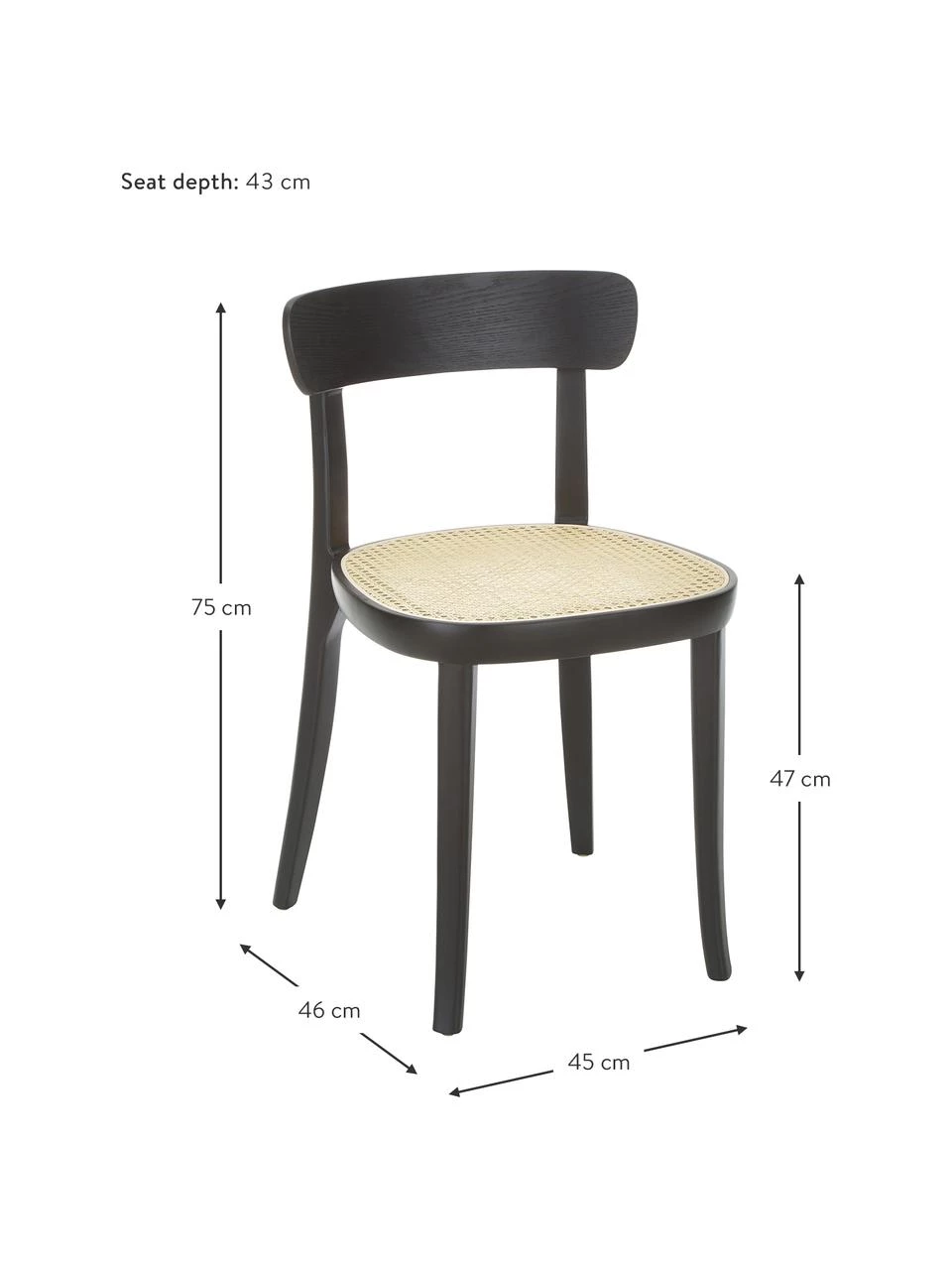 Westwing Collection Holzstühle Richie mit Wiener Geflecht, 2 Stück, B 45 x H 75 cm 7 Westwing Collection Holzstühle Richie mit Wiener Geflecht, 2 Stück, B 45 x H 75 cm – Bild 5