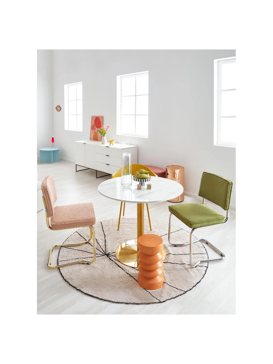 Zuiver Kordsamt-Freischwinger Kink in Olive, B 48 x T 48 cm 4 Zuiver Kordsamt-Freischwinger Kink in Olive, B 48 x T 48 cm – Bild 2