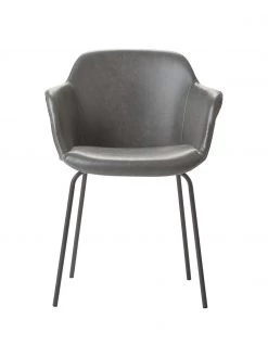 Westwing Collection Kunstleder-Armlehnstuhl Fiji mit schmaler Sitzschale, B 58 x H 81 cm -Esszimmer Verkäufe Kunstleder Armlehnstuhl Fiji mit schmaler Sitzschale 3