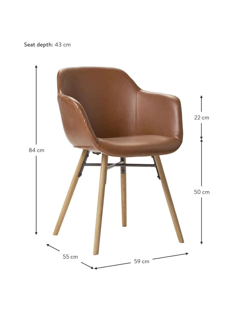 Westwing Collection Kunstleder-Armlehnstuhl Fiji mit schmaler Sitzschale, B 59 x H 84 cm 6 Westwing Collection Kunstleder-Armlehnstuhl Fiji mit schmaler Sitzschale, B 59 x H 84 cm – Bild 4