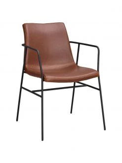 Rowico Kunstleder-Armlehnstühle Huntingbay in Braun, 2 Stück, B 54 x T 52 cm