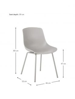 Westwing Collection Kunststoffst&uuml;hle Dave mit Metallbeinen in Taupe, 2 St&uuml;ck, B 46 x T 53 cm -Esszimmer Verkäufe Kunststoffstuhle Dave mit Metallbeinen in Taupe 2 Stuck 2