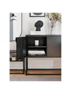 Westwing Collection Metall-Sideboard Neptun mit Türen in Schwarz, B 120 x H 80 cmNur noch 1 Artikel verfügbar -Esszimmer Verkäufe Metall Sideboard Neptun mit Turen in Schwarz 2
