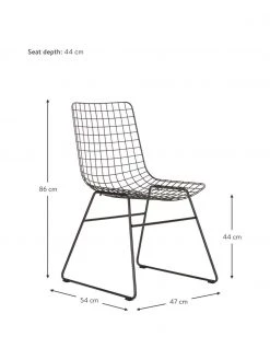 HKliving Metall-Stuhl Wire in Schwarz, B 47 x T 54 cm -Esszimmer Verkäufe Metall Stuhl Wire in Schwarz 2