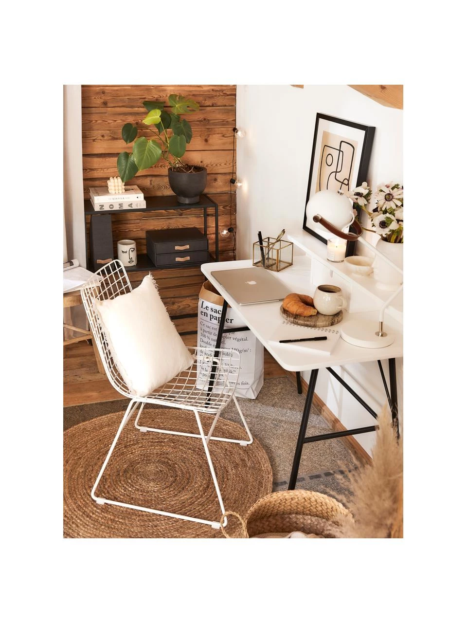 HKliving Metall-Stuhl Wire in Weiß, B 47 x T 54 cm 4 HKliving Metall-Stuhl Wire in Weiß, B 47 x T 54 cm – Bild 2