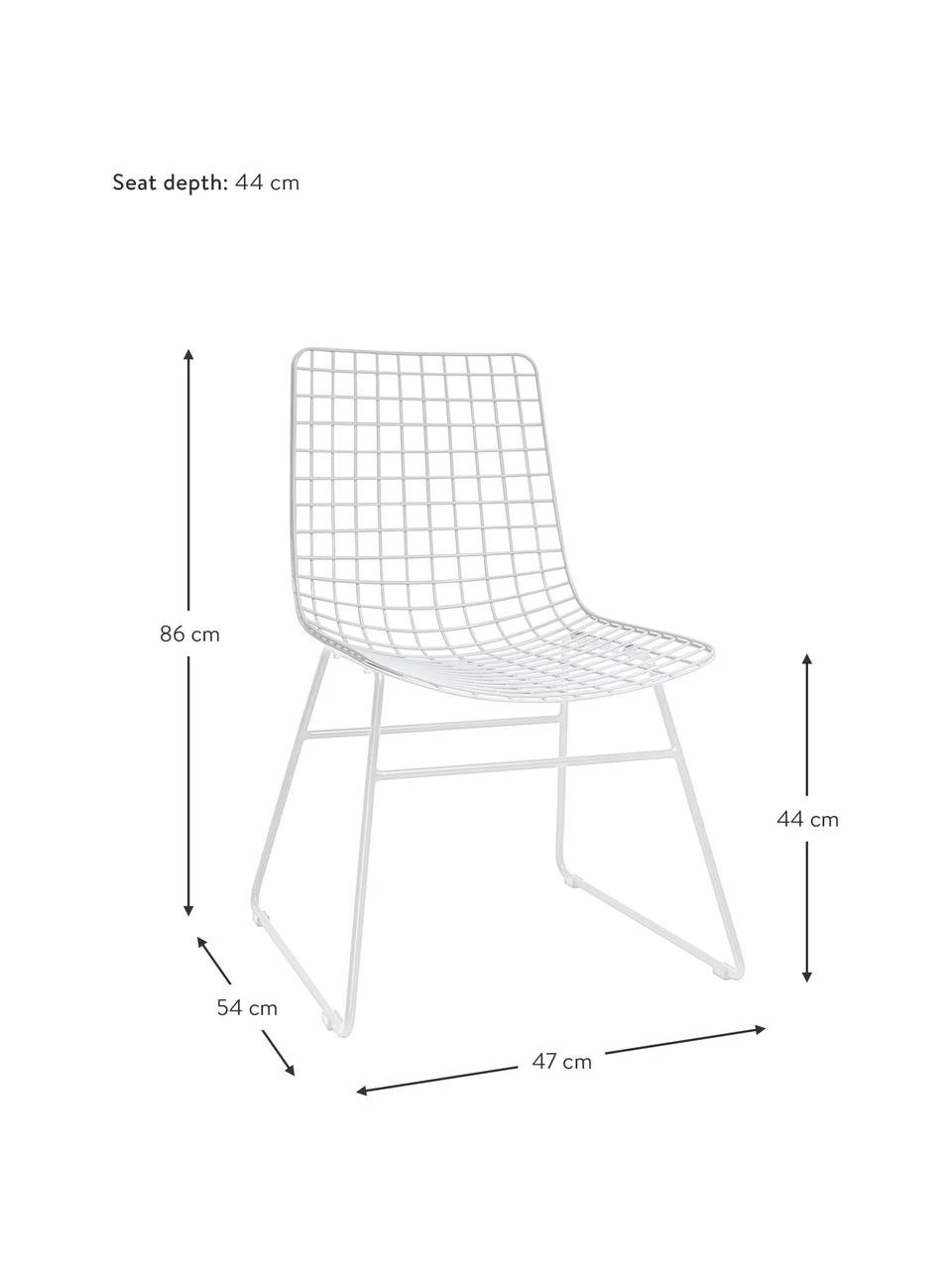 HKliving Metall-Stuhl Wire in Weiß, B 47 x T 54 cm 5 HKliving Metall-Stuhl Wire in Weiß, B 47 x T 54 cm – Bild 3