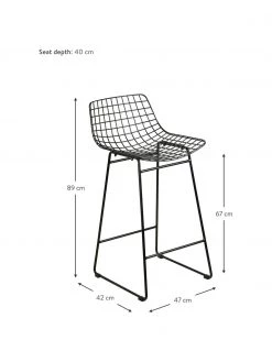 HKliving Metall-Thekenstuhl Wire in Schwarz, B 47 x H 89 cm 10 HKliving Metall-Thekenstuhl Wire in Schwarz, B 47 x H 89 cm -Esszimmer Verkäufe Metall Thekenstuhl Wire in Schwarz 2