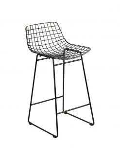 HKliving Metall-Thekenstuhl Wire in Schwarz, B 47 x H 89 cm