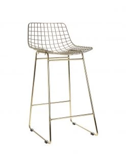 HKliving Metall-Thekenstühle Wire in Gold, 2 Stück, B 47 x H 89 cm