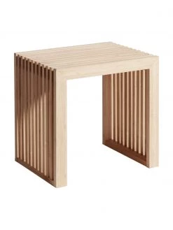 Moderner Hocker Rib aus Bambus, B 45 x H 43 cm