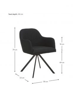 Westwing Collection Polster-Drehstuhl Lola mit Armlehne in Schwarz, B 58 x T 53 cm 11 Westwing Collection Polster-Drehstuhl Lola mit Armlehne in Schwarz, B 58 x T 53 cm -Esszimmer Verkäufe Polster Drehstuhl Lola mit Armlehne in Schwarz 3