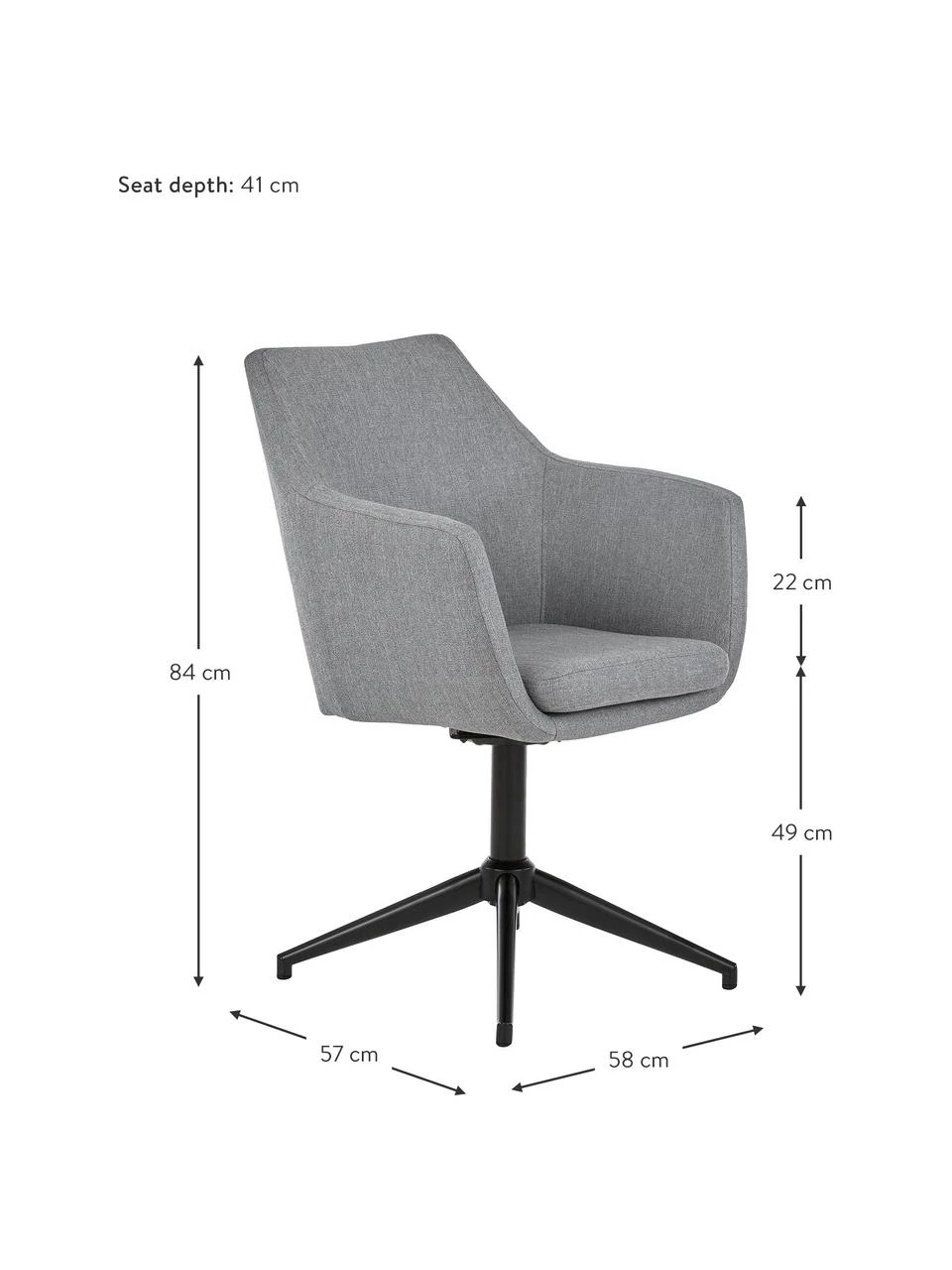 Polster-Drehstuhl Nora mit Armlehne, B 58 x T 57 cm 5 Polster-Drehstuhl Nora mit Armlehne, B 58 x T 57 cm – Bild 3